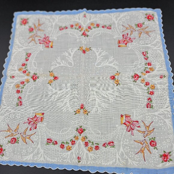 Vintage Handkerchief Lot Of 8 Embroidered & Printed Designs Cotton/linen blend - Picture 12 of 16